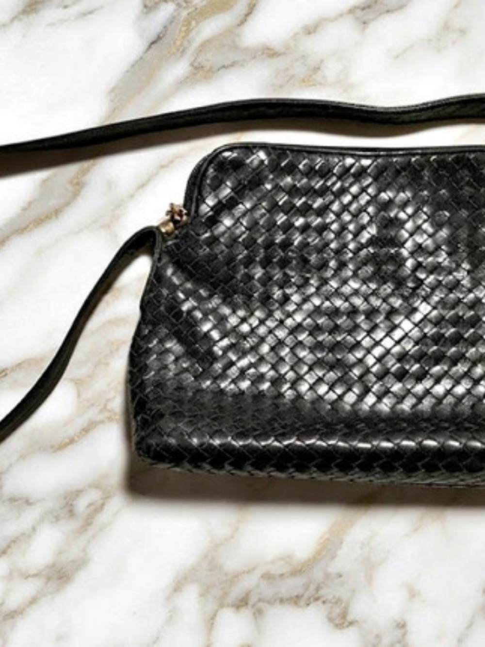 Authentic Vintage Ganson San Francisco Black Leather Crossbody Handbag Purse